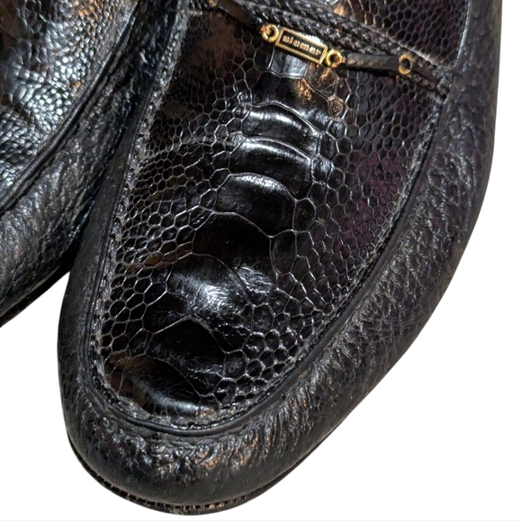 STEMAR Vintage Loafers Black Leather 10.5 Aligator Croc Made in Italy Old Money - Picture 6 of 10